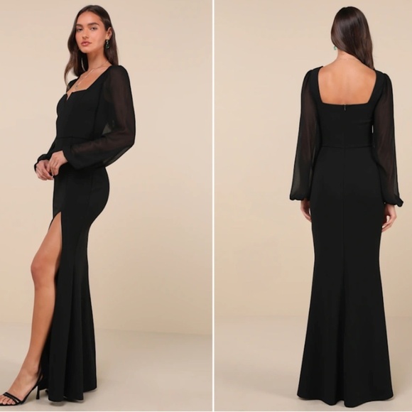 LULUS Sexy Chic Elegant Sophisticated Sleeve Romantic Bridesmaid Wedding Gown - Picture 4 of 5